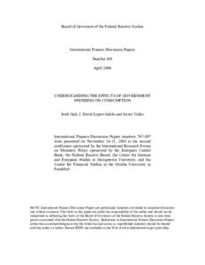 Board of Governors of the Federal Reserve System  International Finance Discussion Papers Number 805 April 2004