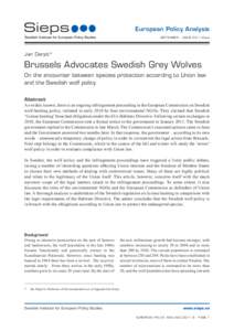 European Policy Analysis SEPTEMBER . ISSUE 2011:8epa Jan Darpö*  Brussels Advocates Swedish Grey Wolves