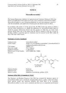 Mesosulfuron-methyl - APVMA Gazette 9, 3 September 2002