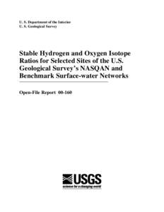 U. S. Department of the Interior U. S. Geological Survey Stable Hydrogen and Oxygen Isotope Ratios for Selected Sites of the U.S. Geological Survey’s NASQAN and
