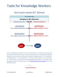 Tools for Knowledge Workers Kurt Lewin meets B.F. Skinner You are probably familiar with Kurt Lewin’s Force Field Theory. You might also be familiar with B.F. Skinner’s Reinforcement Theory. But did you know that the