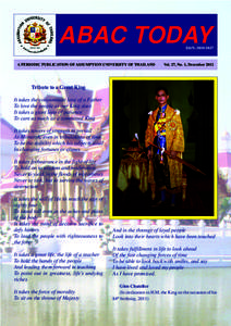 ABAC TODAY ISSN: A PERIODIC PUBLICATION OF ASSUMPTION UNIVERSITY OF THAILAND  Vol. 27, No. 1, December 2012