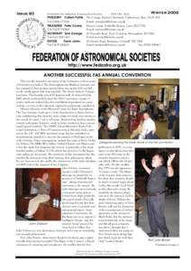 Issue 83  Published by the Federation of Astronomical Societies PRESIDENT Callum Potter, Tel: 