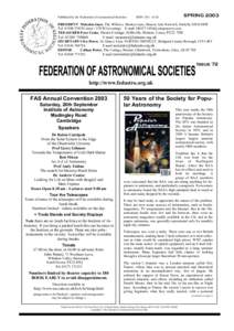 Published by the Federation of Astronomical Societies  SPRING 2003 ISSN