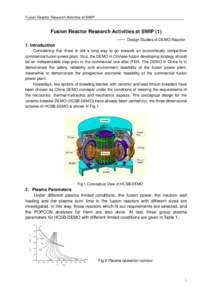 Fusion Reactor Research Activities at SWIP  Fusion Reactor Research Activities at SWIP (1) —— Design Studies of DEMO Reactor  1. Introduction