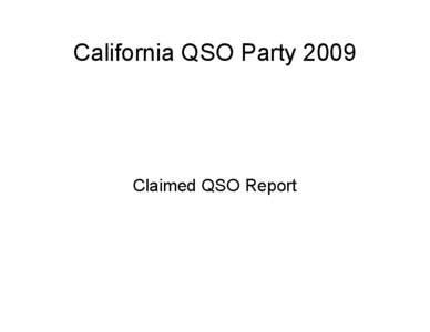 California QSO Party[removed]Claimed QSO Report California QSO Party 2009