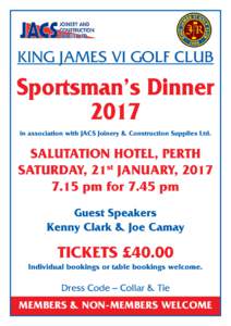 KING JAMES VI GOLF CLUB  Sportsman’s Dinner 2017 in association with JACS Joinery & Construction Supplies Ltd.