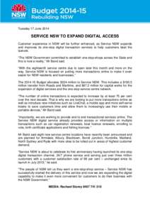 2.1 Premier - Service NSW to Expand Digital Access