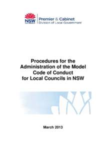Procedures for the Administration of the Model Code of Conduct for Local Councils in NSW  March 2013
