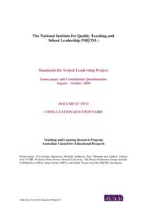 The National Institute for Quality Teaching and