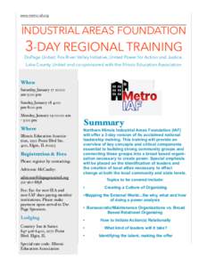 www.metro-iaf.org  INDUSTRIAL AREAS FOUNDATION 3-DAY REGIONAL TRAINING