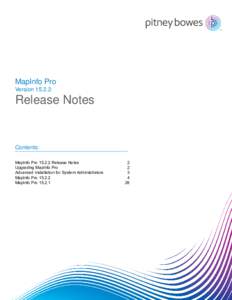 MapInfo Pro VersionRelease Notes  Contents: