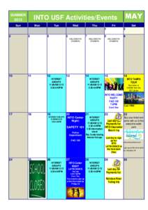 SUMMER 2015 INTO USF Activities/Events  Sun