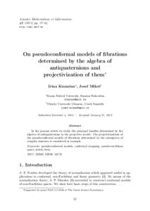 Annales Mathematicae et Informaticae[removed]pp. 57–64 http://ami.ektf.hu On pseudoconformal models of fibrations determined by the algebra of