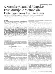 doi:A Massively Parallel Adaptive Fast Multipole Method on Heterogeneous Architectures By Ilya Lashuk, Aparna Chandramowlishwaran, Harper Langston, Tuan-Anh Nguyen, Rahul Sampath,
