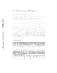 Measuring cosmology with Supernovae Saul Perlmutter1 and Brian P. Schmidt2 1 arXiv:astro-phv1 18 Mar 2003
