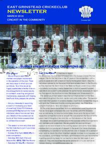 1857  EAST GRINSTEAD CRICKECLUB NEWSLETTER MARCH 2018