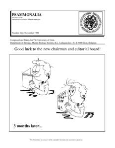 PSAMMONALIA Newsletter of the International Association of Meiobenthologists Number 122, November 1998 Composed and Printed at The University of Gent,