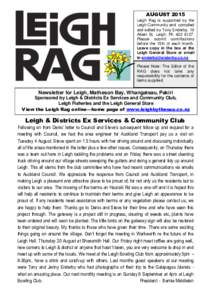 AUGUST 2015 Leigh Rag is supported by the Leigh Community and compiled and edited by Tony Enderby, 19 Albert St, Leigh, PhPlease submit contributions