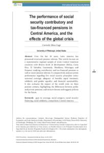 The performance of social security contributory and tax-ﬁnanced pensions in Central America, and the effects of the global crisis Carmelo Mesa-Lago