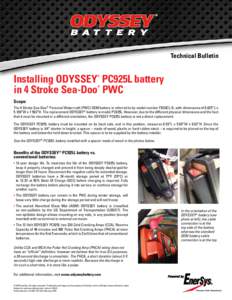 Technical Bulletin  Installing ODYSSEY PC925L battery in 4 Stroke Sea-Doo PWC ®