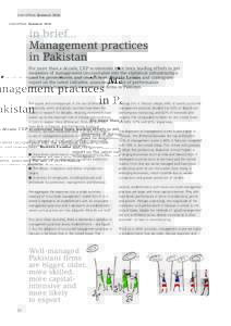 CentrePiece Summerin brief... Management practices in Pakistan For more than a decade, CEP economists have been leading efforts to get