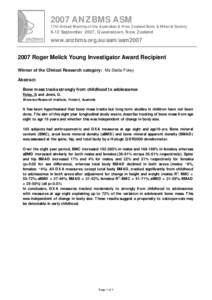 2007 Roger Melick Young Investigator Award Recipient