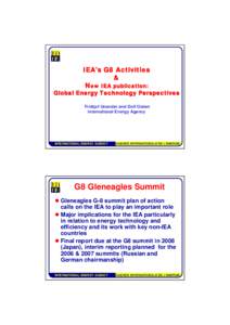Progress Report on the Energy Technology Perspectives Project