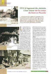 s  rer 1919,Ie logement des sinistrés à leur retour sur les zones du front en Picardie