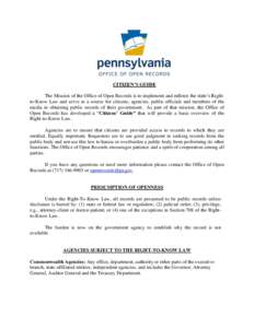 Freedom of information in the United States / Pennsylvania Office of Open Records / Public records / Open Public Records Act / Freedom of information laws by country