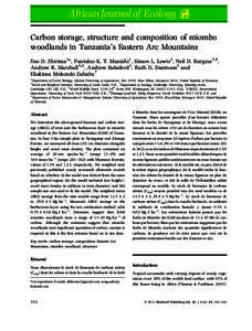 Carbon storage, structure and composition of miombo woodlands in Tanzania’s Eastern Arc Mountains Deo D. Shirima1*, Pantaleo K. T. Munishi1, Simon L. Lewis2, Neil D. Burgess3,4, Andrew R. Marshall5,6, Andrew Balmford3,