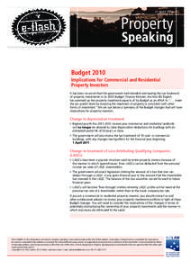 21 MAY[removed]Property Speaking  Budget 2010