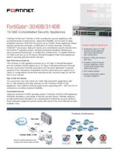DATASHEET  FortiGate -3040B/3140B ®  10-GbE Consolidated Security Appliances