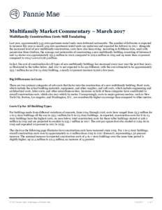 Fannie Mae Multifamily Market Commentary - March 2017