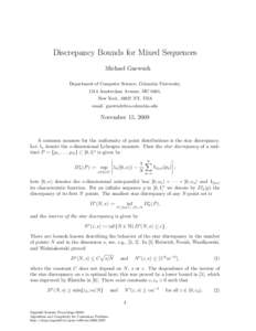 Discrepancy Bounds for Mixed Sequences Michael Gnewuch Department of Computer Science, Columbia University, 1214 Amsterdam Avenue, MC 0401, New York, 10027 NY, USA email: [removed]