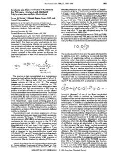 Macromolecules 1994,27, Synthesis and Photochemistry of Sulfonium Ion Polymers. Arylated and Alkylated Poly(ppheny1ene sulfide) Derivatives Bruce M. Novak,’)’ Edward Hagen, Susan Hoff, and