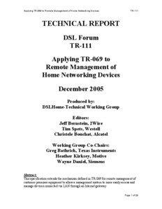 Applying TR-069 to Remote Management of Home Networking Devices  TR-111