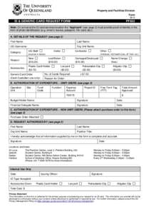 Property and Facilities Division FormID & GENERIC CARD REQUEST FORM