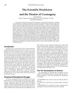 2007  PROCEEDINGS of the NPA The Scientific Worldview and the Demise of Cosmogony
