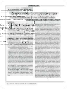 SPOTLIGHT  ACCOUNTABILITY PRESENTSResponsible Competitiveness Making Sustainability Count in Global Markets