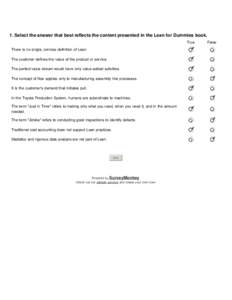 [SURVEY PREVIEW MODE] Lean for Dummies: Chapter 2 Survey