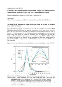 Supplementary Material for:  Limiting the sedimentation coefficient range for sedimentation velocity data analysis: PBM and g(s*) approaches revisited Analytical Biochemistry volume), issue 2, pagesJoh