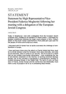 Brussels, [removed]150114_01_en STATEMENT Statement by High Representative/VicePresident Federica Mogherini following her meeting with a delegation of the European