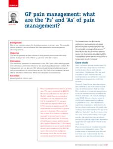 CLINICAL  Aston Wan GP pain management: what are the ‘Ps’ and ‘As’ of pain
