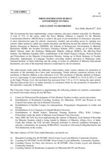 LOK SABHA  “8” pib.nic.in PRESS INFORMATION BUREAU GOVERNMENT OF INDIA