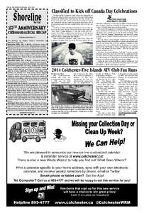 PAGE 18 THE SHORELINE JOURNAL - JUNE[removed]Classified to Kick off Canada Day Celebrations 20th Anniversary Chronological Recap Continued from page 13