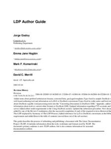 LDP Author Guide  Jorge Godoy Conectiva S.A. Publishing Department <godoy@metalab.unc.edu>