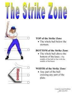 TOP of the Strike Zone • The whole ball below the sternum. BOTTOM of the Strike Zone • The whole ball above the bottom of the knee. (The