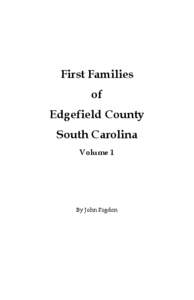 First Families of Edgefield County