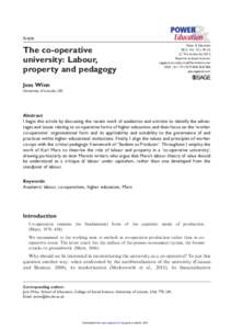 Article  The co-operative university: Labour, property and pedagogy